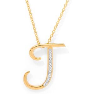 Macy's 14k Gold over Sterling Silver 'J' Pendant Diamond Accent Necklace NIB